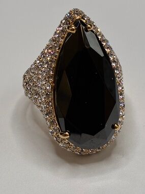 Contemporary designer fashion black cocktail ring size 11 from brand AKKAD